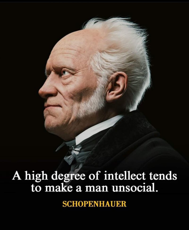 Високата степен на интелигентност прави човек асоциален.Артур Шопенхауер