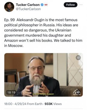  Тъкър Карлсън обсъди с руския философ Александър Дугин новия либерализъм